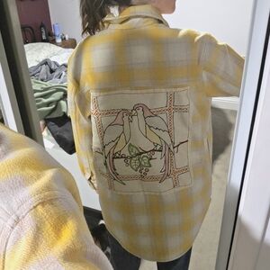 Old Navy Yellow and Cream Plaid Shirt